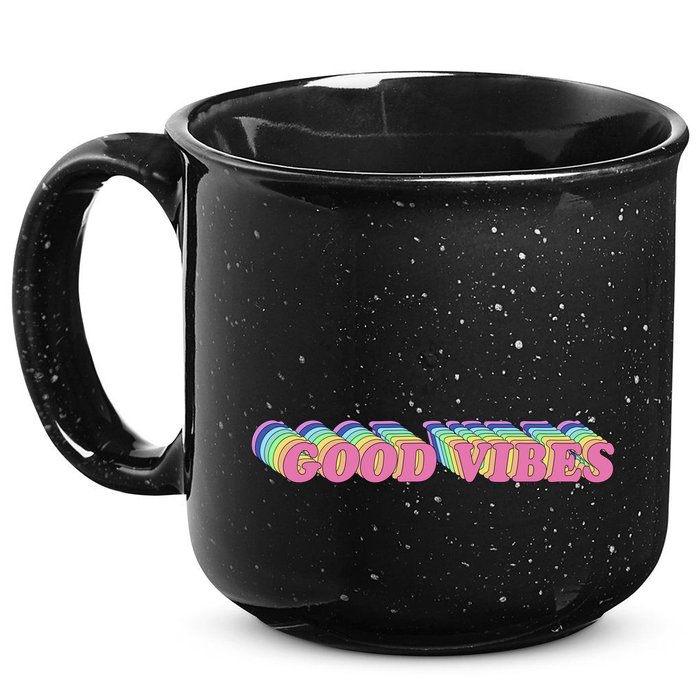 70s Retro Groovy Hippie Good Vibes Repeat 15oz Campfire Ceramic Mug