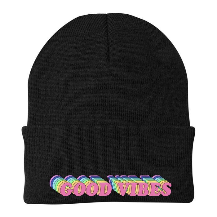 70s Retro Groovy Hippie Good Vibes Repeat Beanie