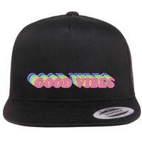 70s Retro Groovy Hippie Good Vibes Repeat Flatbill Hat