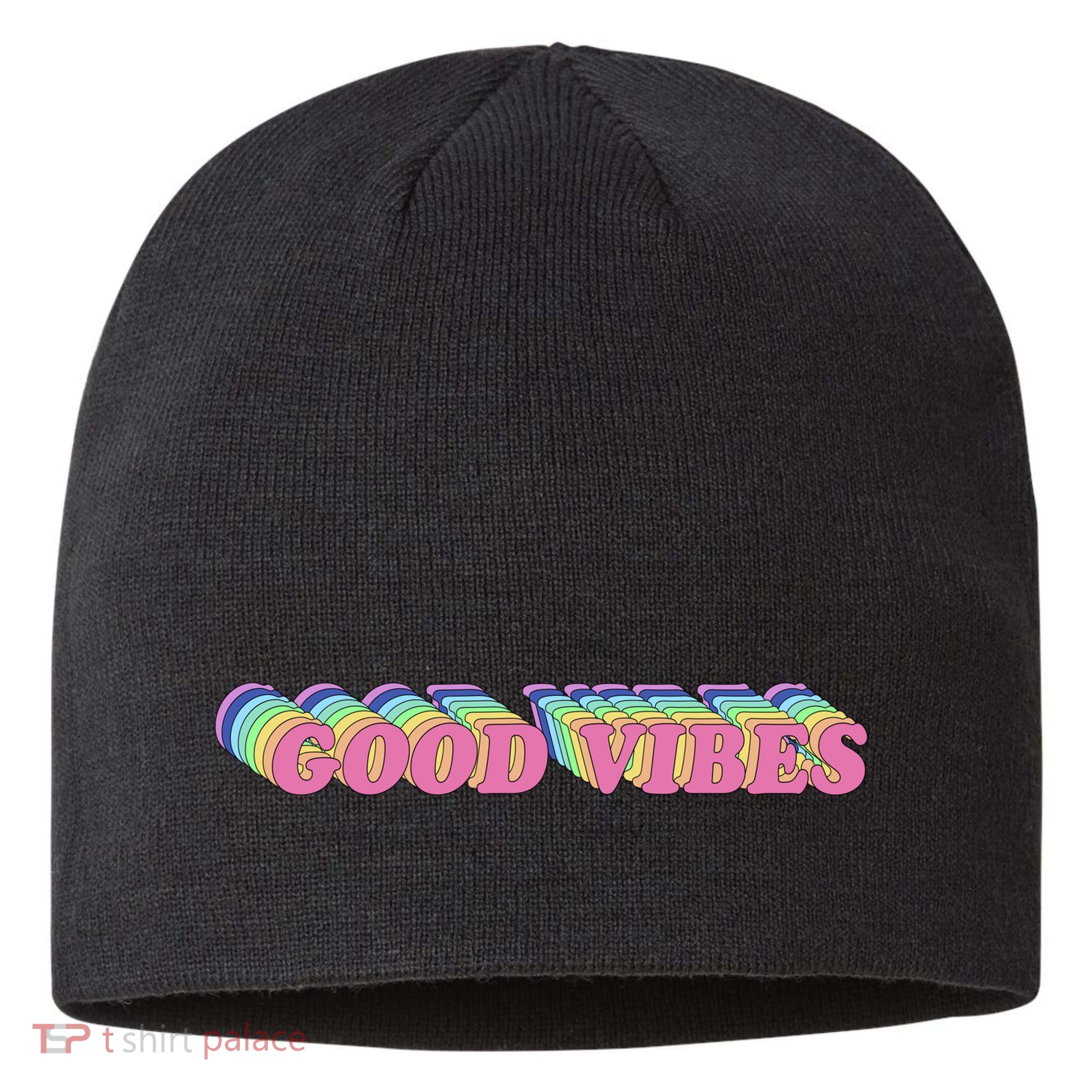 70s Retro Groovy Hippie Good Vibes Repeat Sustainable Beanie