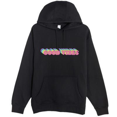 70s Retro Groovy Hippie Good Vibes Repeat Premium Pullover Hoodie