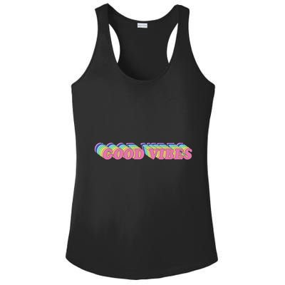 70s Retro Groovy Hippie Good Vibes Repeat Ladies PosiCharge Competitor Racerback Tank