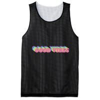 70s Retro Groovy Hippie Good Vibes Repeat Mesh Reversible Basketball Jersey Tank