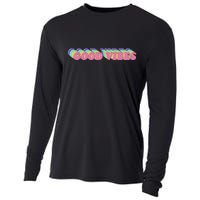 70s Retro Groovy Hippie Good Vibes Repeat Cooling Performance Long Sleeve Crew