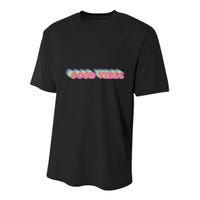 70s Retro Groovy Hippie Good Vibes Repeat Youth Performance Sprint T-Shirt