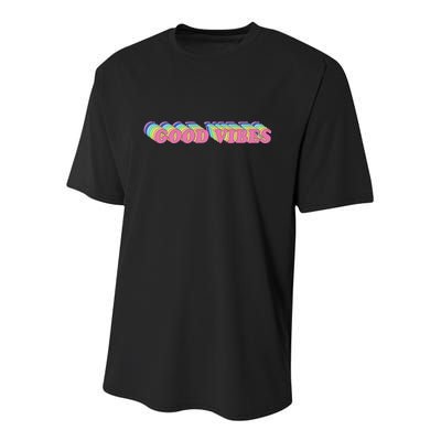 70s Retro Groovy Hippie Good Vibes Repeat Youth Performance Sprint T-Shirt