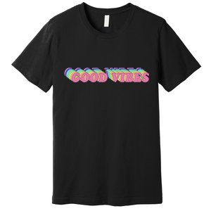 70s Retro Groovy Hippie Good Vibes Repeat Premium T-Shirt