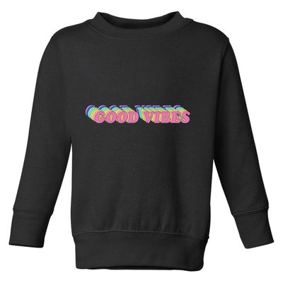 70s Retro Groovy Hippie Good Vibes Repeat Toddler Sweatshirt