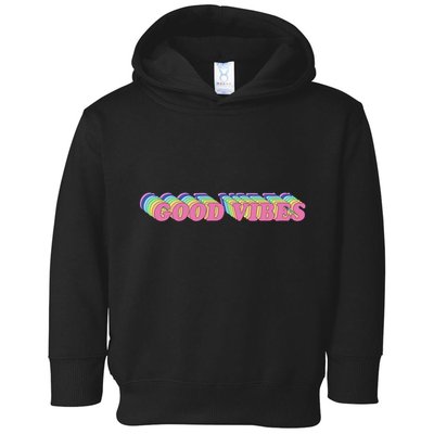 70s Retro Groovy Hippie Good Vibes Repeat Toddler Hoodie