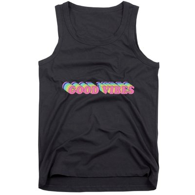70s Retro Groovy Hippie Good Vibes Repeat Tank Top