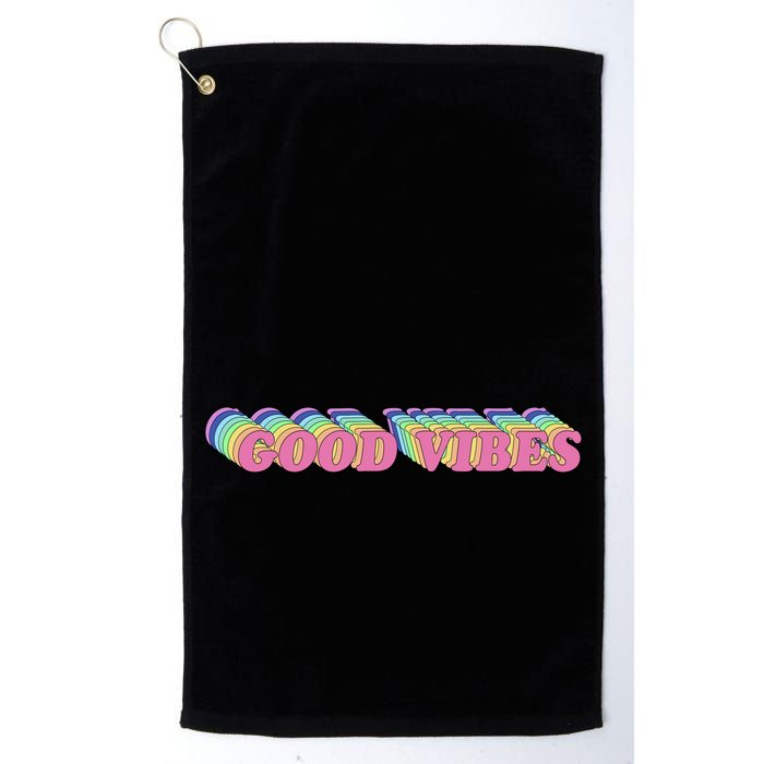70s Retro Groovy Hippie Good Vibes Repeat Golf Towel