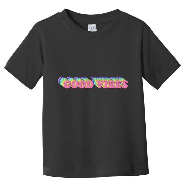 70s Retro Groovy Hippie Good Vibes Repeat Toddler T-Shirt