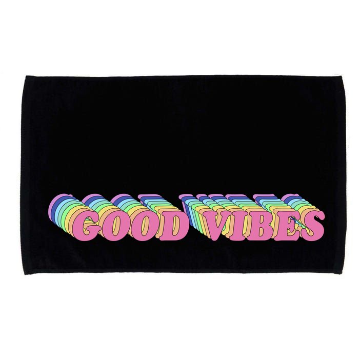 70s Retro Groovy Hippie Good Vibes Repeat Microfiber Hand Towel