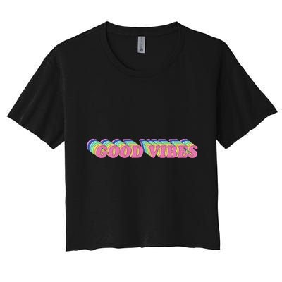 70s Retro Groovy Hippie Good Vibes Repeat Crop Top