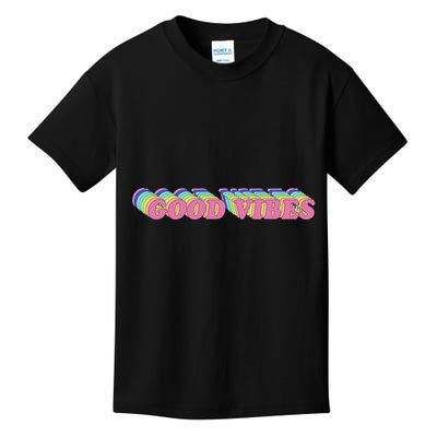 70s Retro Groovy Hippie Good Vibes Repeat Kids T-Shirt