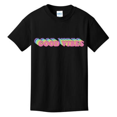 70s Retro Groovy Hippie Good Vibes Repeat Kids T-Shirt