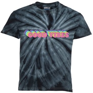 70s Retro Groovy Hippie Good Vibes Repeat Kids Tie-Dye T-Shirt