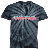 70s Retro Groovy Hippie Good Vibes Repeat Kids Tie-Dye T-Shirt