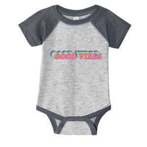 70s Retro Groovy Hippie Good Vibes Repeat Infant Baby Jersey Bodysuit