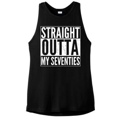 70th Birthday - Straight Outta My Seventies Ladies PosiCharge Tri-Blend Wicking Tank