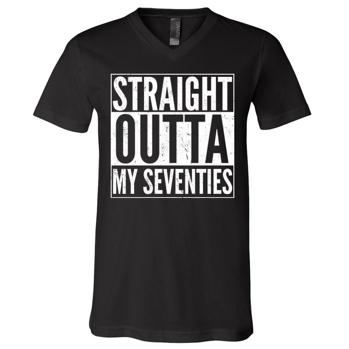 70th Birthday - Straight Outta My Seventies V-Neck T-Shirt