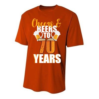 70th Birthday Cheers & Beers To 70 Years Youth Performance Sprint T-Shirt