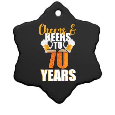 70th Birthday Cheers & Beers To 70 Years Ceramic Star Ornament