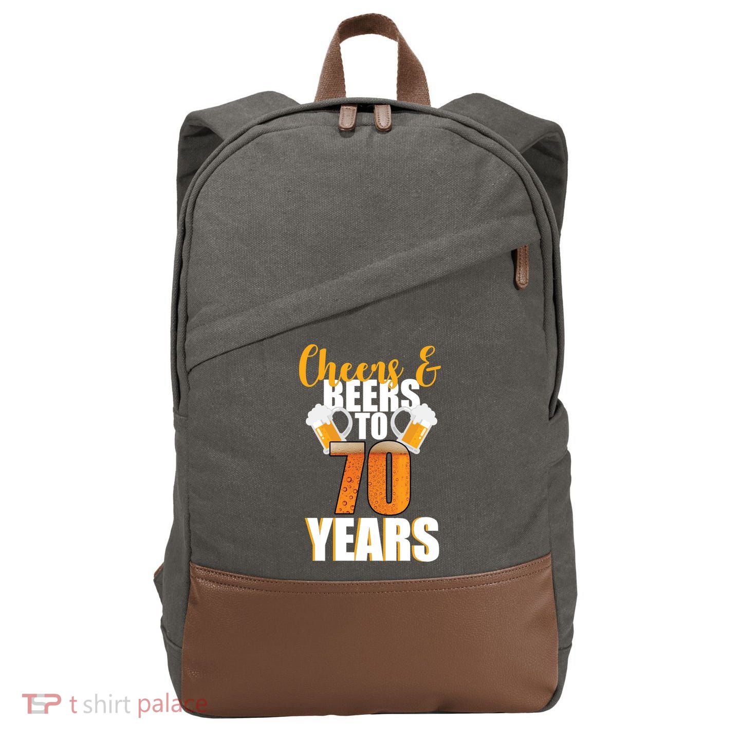 70th Birthday Cheers & Beers To 70 Years Cotton Canvas Backpack
