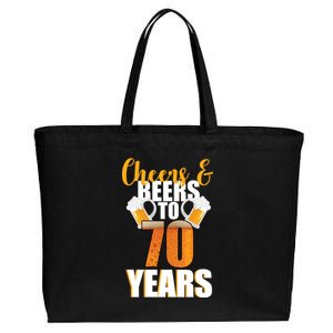 70th Birthday Cheers & Beers To 70 Years Cotton Canvas Jumbo Tote