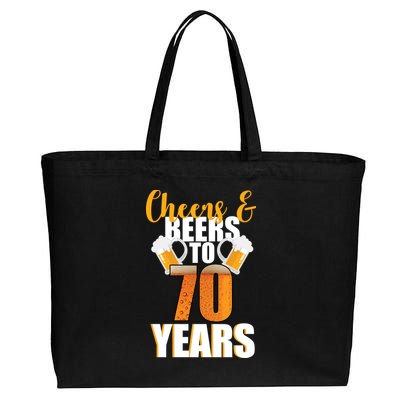 70th Birthday Cheers & Beers To 70 Years Cotton Canvas Jumbo Tote