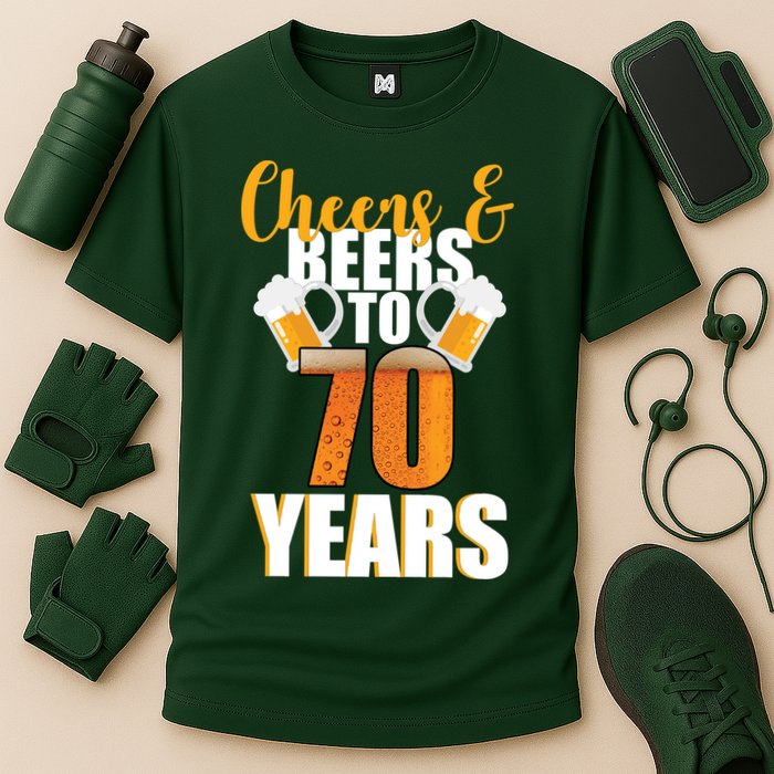 70th Birthday Cheers & Beers To 70 Years Cooling Performance Crew T-Shirt