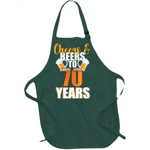 70th Birthday Cheers & Beers To 70 Years Full-Length Apron With Pockets