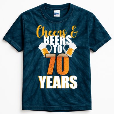 70th Birthday Cheers & Beers To 70 Years Kids Tie-Dye T-Shirt