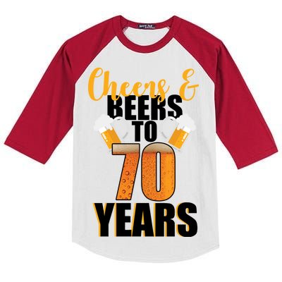 70th Birthday Cheers & Beers To 70 Years Kids Colorblock Raglan Jersey