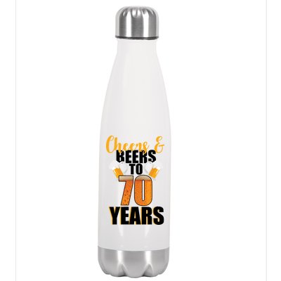 70th Birthday Cheers & Beers To 70 Years Stainless Steel Insulated Water Bottle