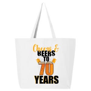 70th Birthday Cheers & Beers To 70 Years 25L Jumbo Tote