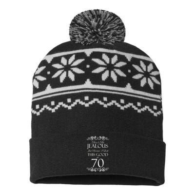 70th Birthday: Don't Be Jealous Just Because I Look This Good At 70 USA-Made Snowflake Beanie