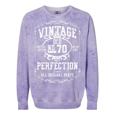 70th Birthday Genuine All Original Parts Colorblast Crewneck Sweatshirt