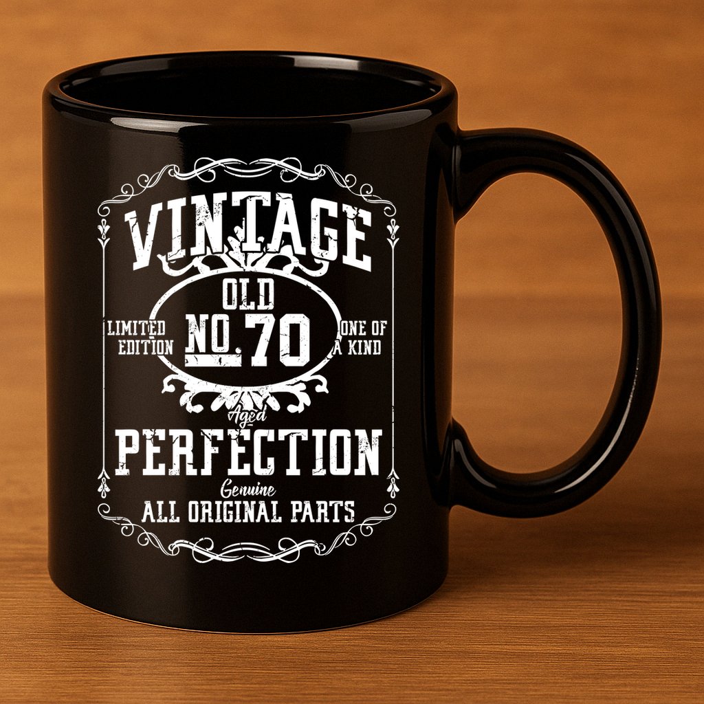 70th Birthday Genuine All Original Parts 11oz C Handle Ceramic Mug