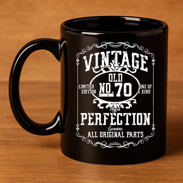 70th Birthday Genuine All Original Parts 11oz C Handle Ceramic Mug