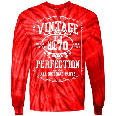 70th Birthday Genuine All Original Parts Tie-Dye Long Sleeve Shirt