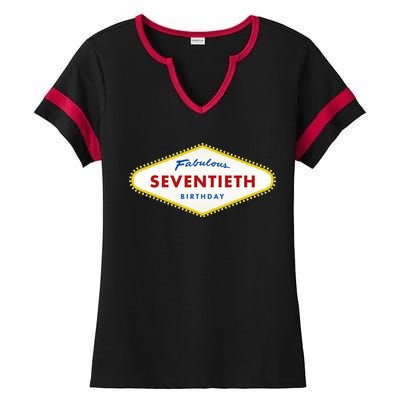 70th Birthday Las Vegas Fabulous Seventieth Ladies Halftime Notch Neck Tee