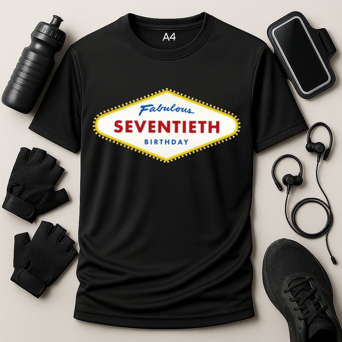 70th Birthday Las Vegas Fabulous Seventieth Cooling Performance Crew T-Shirt