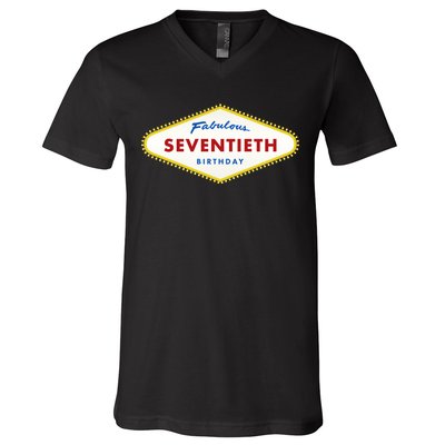 70th Birthday Las Vegas Fabulous Seventieth V-Neck T-Shirt