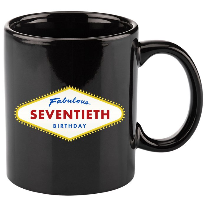 70th Birthday Las Vegas Fabulous Seventieth 11oz C Handle Ceramic Mug