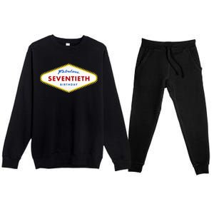 70th Birthday Las Vegas Fabulous Seventieth Premium Crewneck Sweatsuit Set