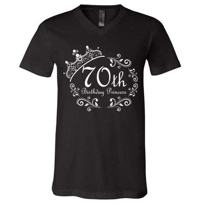 70th Birthday Princess V-Neck T-Shirt