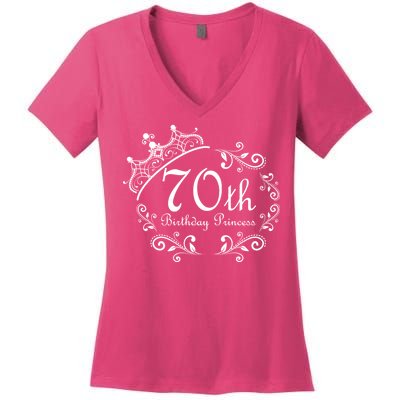 70th Birthday Princess Women's V-Neck T-Shirt