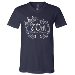 70th Birthday Princess V-Neck T-Shirt