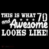 70th Birthday This Is What Awesome Looks Like  Stripe Pom Pom Beanie